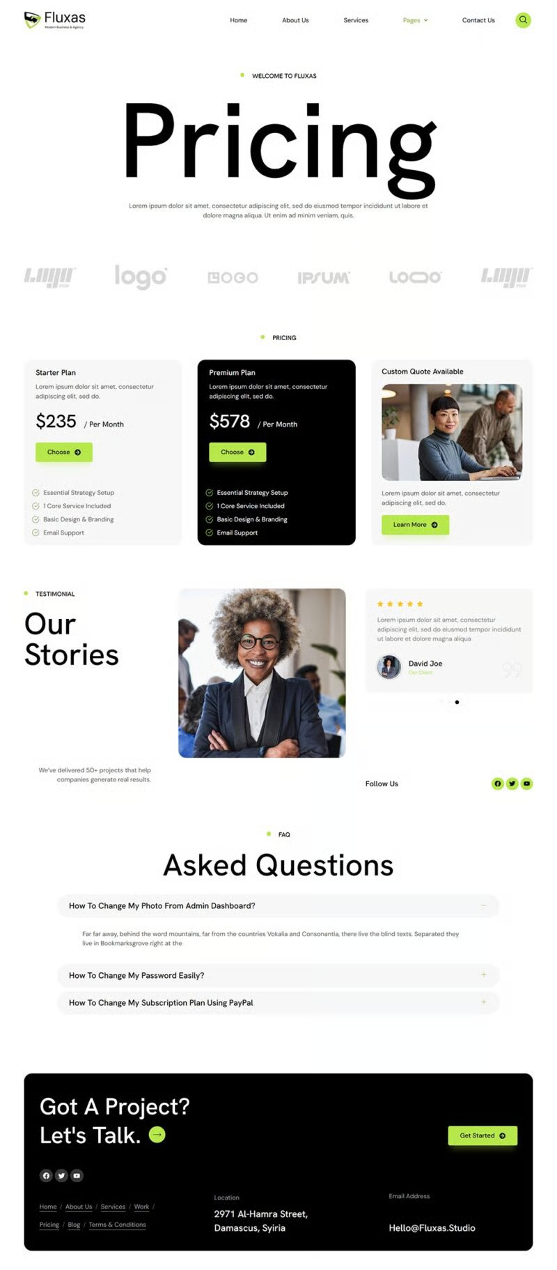 Fluxas -现代商务与机构工作室 Elementor 模板套件 Preview 7