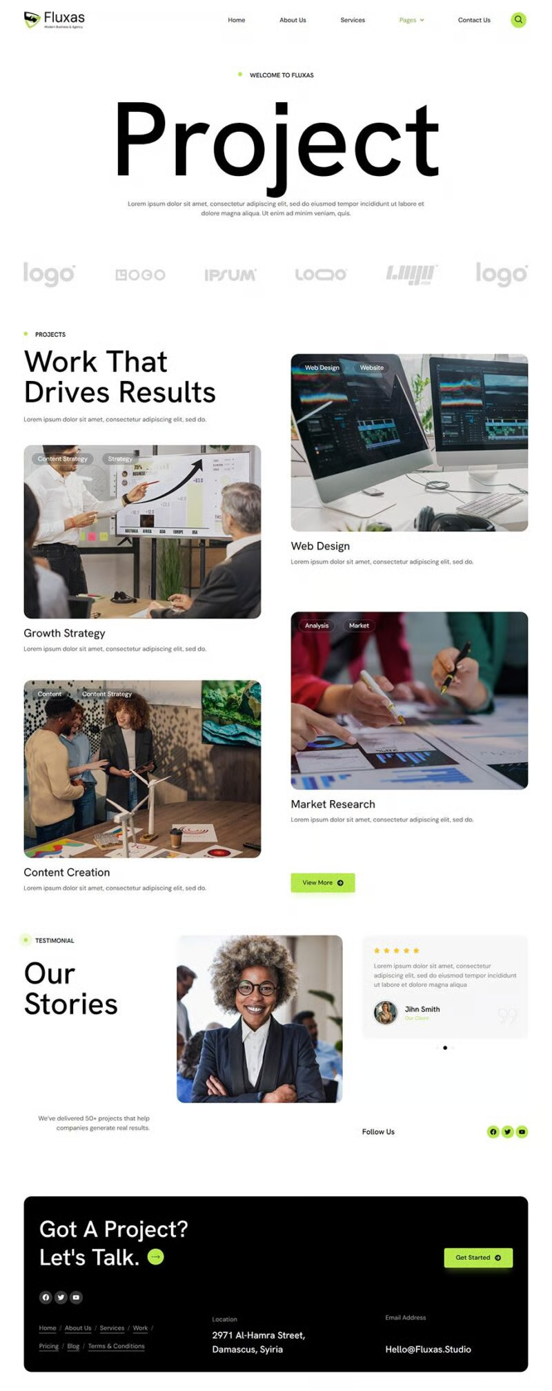 Fluxas -现代商务与机构工作室 Elementor 模板套件 Preview 4