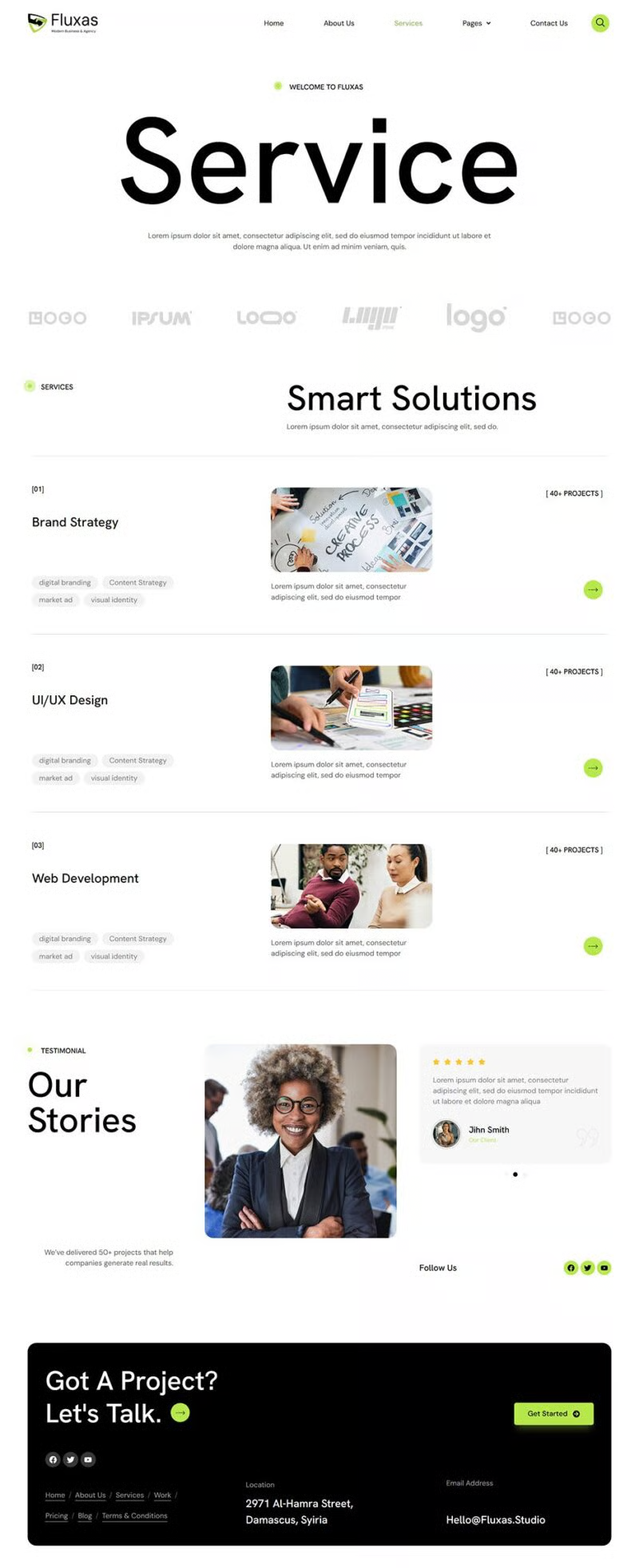 Fluxas -现代商务与机构工作室 Elementor 模板套件 Preview 2